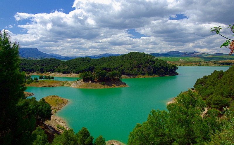 El Chorro, lake and nature in the province of Malaga, south of spain