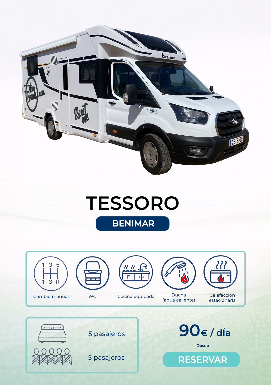 Alquiler autocaravana Benimar en Malaga