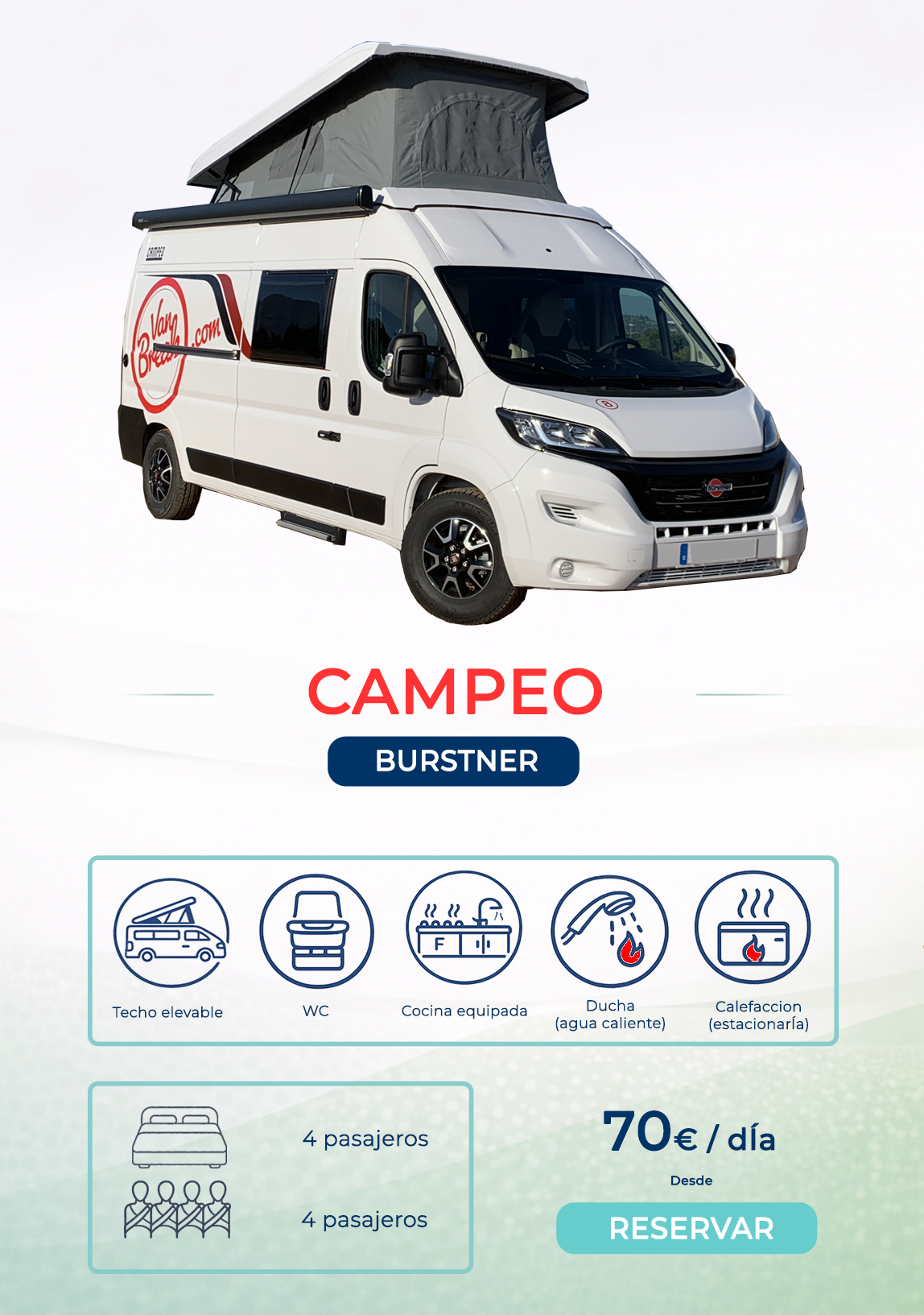 Alquiler furgoneta camper Burstner campeo Malaga