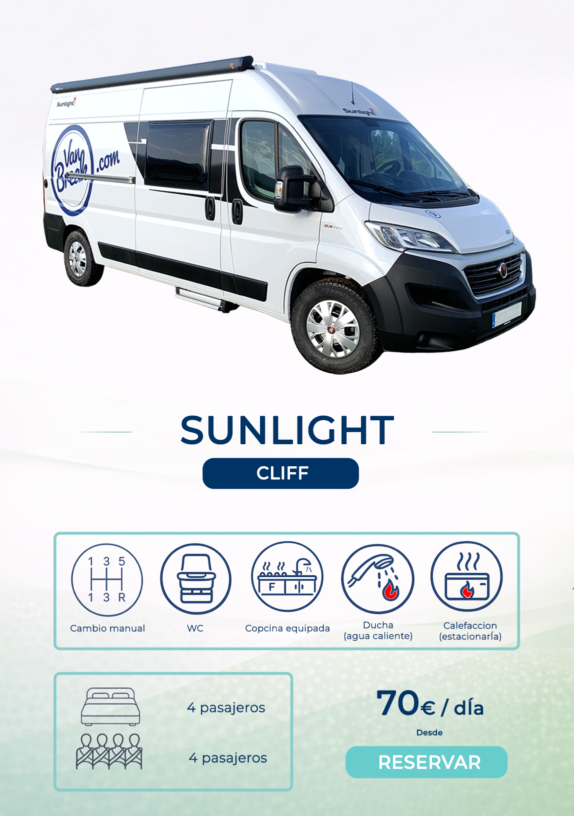 Alquiler furgoneta camper Sunlight cliff Malaga