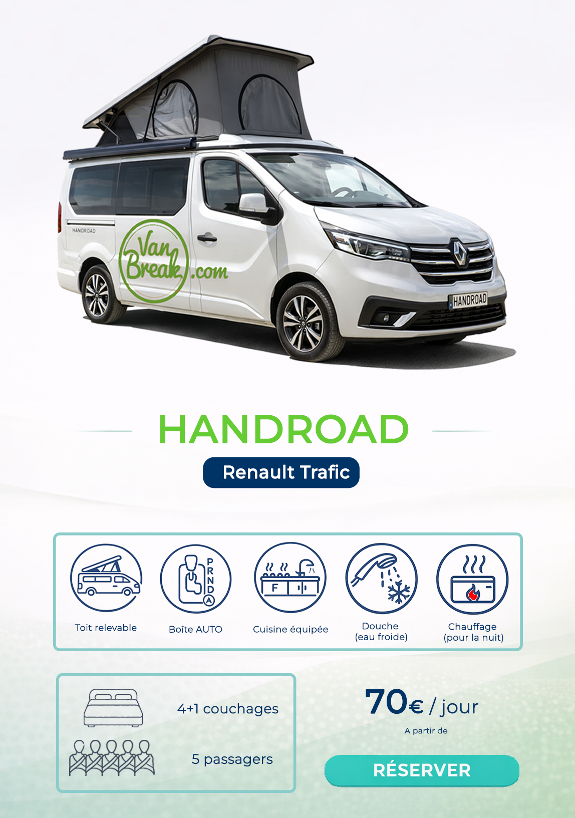 Van aménagé avec toit relevable