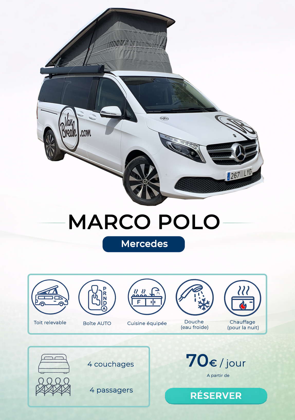 Van Mercedes Marco Polo avec toit
