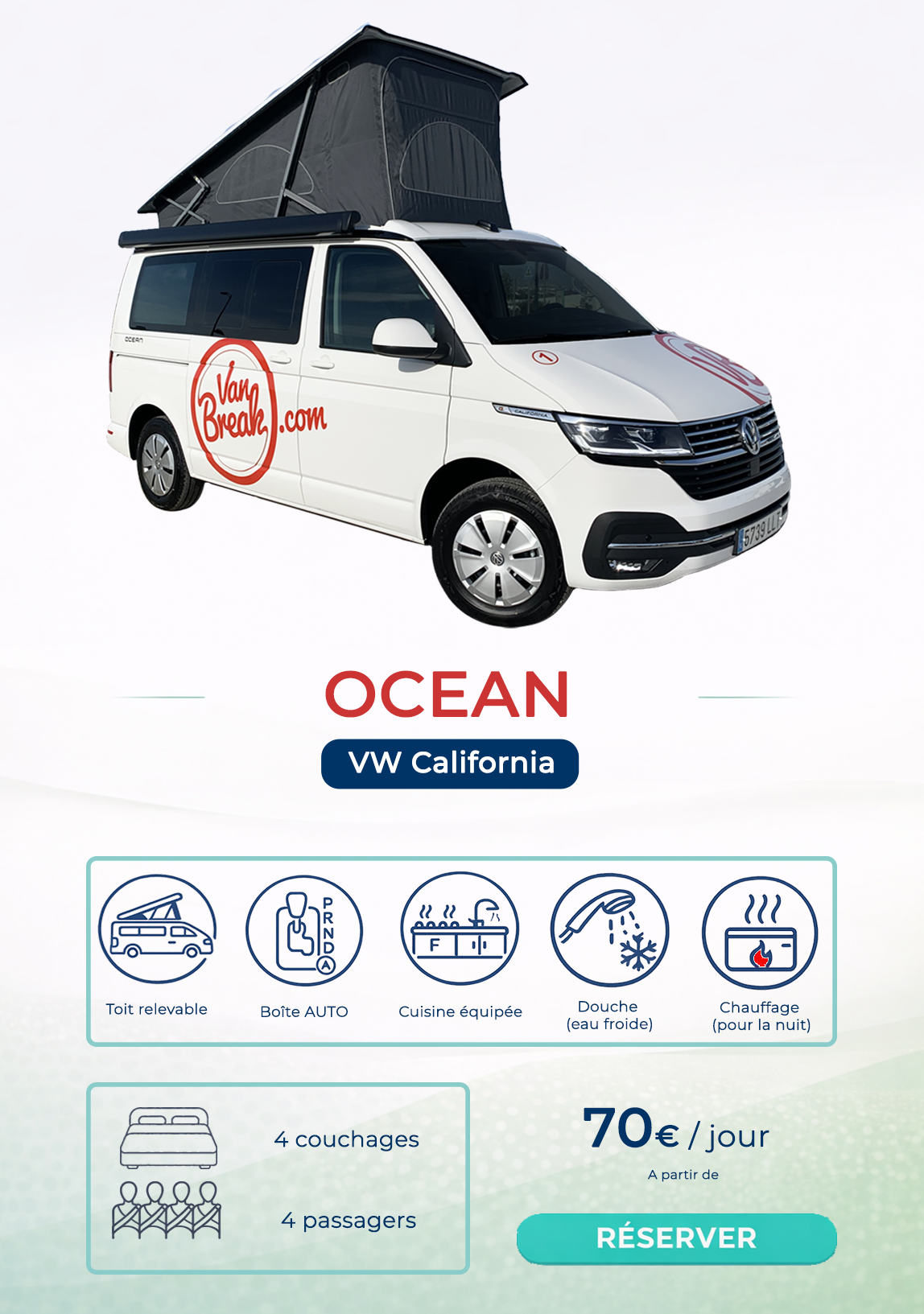Van California avec toit relevable